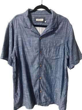 Ace Rivington 100% Cotton Short Sleeve Button-Up Camp Collar Shirt Large